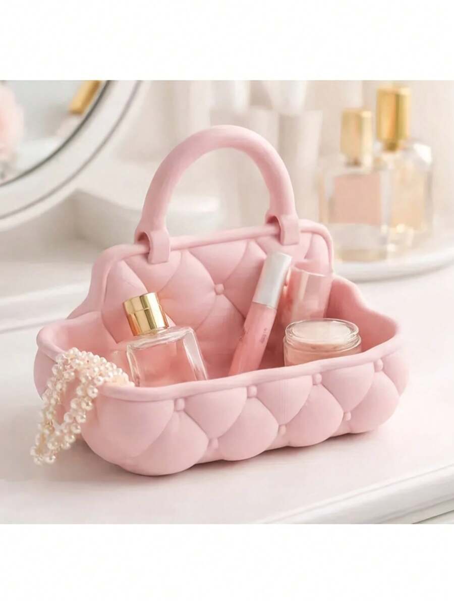 1pc Desktop Jewelry Storage Basket, Suitable For Rings, Necklaces, Earrings. Handbag Style Design. Gift For Women - Suitable For Vanity, Sink And Bedroom.