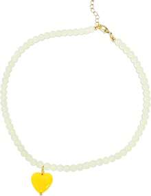 Euuztu Colorful Beaded Choker Pink Peach Heart Necklace Chunky Big Heart Pendant Cute Necklace Blue Beaded Cool Hearts Choker Accessories Jewelry Women - Màu đỏ đào - Xem 1