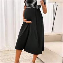 WNST
  Vestido de enfermería casual de verano con rayas y parches para maternidad - Negro01 - Ver 5