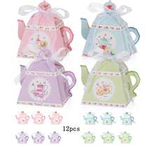 12-Piece Retro Teapot-Shaped Floral Gift Box Set (With Ribbon) - Requires Assembly; Paper Gift Packaging; Can Be Used As A Versatile Table Decoration - Multicolor - View 10