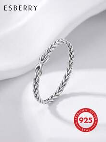 1pc 925 Sterling Silver Minimalist Versatile Infinity Twist Ring, Suitable For Women's Daily Wear, Party Gift, Holiday Gift, Exquisite Jewelry Gift - Antique Silver - View 1