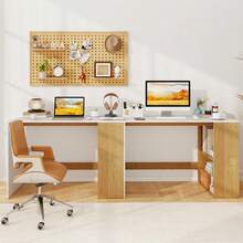 44 Inch Wooden Computer Desk With Bookshelf For Small Space-White And Natural-XY688239 - FXCACEWEU9NX71 - View 7