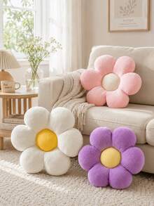 Gối hoa hồng trang trí hình hoa cúc dễ thương, gối tựa trang trí cho giường, sofa, ghế trường kỷ - Màu hồng với lõi trắng - Xem 2