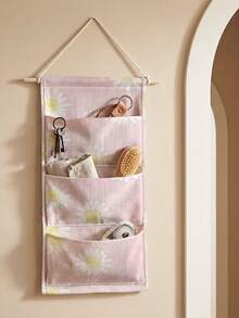 1pc Wall-Mounted Storage Bag, Cartoon Flower Print Home Hanging Bag. Large Capacity, Lightweight And Sturdy, Baby Room Wall-Mounted Storage Bag, Multi-Pocket Fabric Bedside Storage Organizer, Space-Saving Hanging Bag For Baby Diapers And Toys, Can Store Baby Underwear, Socks, Stationery, Skincare Products, Diapers And Various Small Items, Unisex, Essential Storage Item For Home, Rental, Dormitory, Study. - Multicolor - View 9
