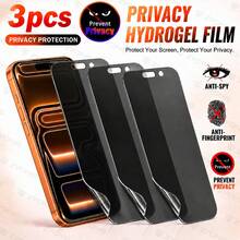 ZYONS 3pcs Privacy Hydrogel Screen Protector, Full Screen Hydrogel Film, Soft Screen Protector, Anti-Peeping, Privacy Protection, Anti-Fingerprint Anti-Scratch, Compatible With Phone Case, Glossy Edge, Compatible With Iphone 17 Pro Max/17 Air/17E/16/15/14/13/12/11/16 Pro Max/16E/Plus/Mini/X/Xr/Xs Max, Bubble-Free, Comes With Scraper Card - Clear - View 31