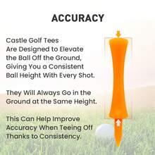 FINGER TEN Plastic Golf Castle Tees Value 10 Packs, Bright 2 3/4 Inch Orange & 2 1/4 Inch Pink With Step Down Design & Consistent Height For Men Women Golfers - Orange - View 3