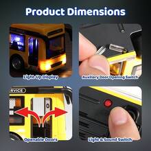 UINLE Baby City Sightseeing Bus Toy Car With Lights And Music, Openable Doors, Police/Fire/Sightseeing Multiple Styles, City Service Theme, Bus Model, Children's Interactive Play, Role-Playing Game, Scene Simulation - Multicolor - View 7