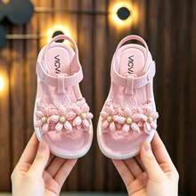 Vicvait Cute Rhinestone Bow Open Toe Sandals, Breathable Suitable For Girls Beach Vacation - Pink - View 3