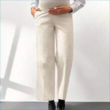 HENG
  Pantalones casuales sueltos de pierna ancha con bolsillo y cintura ajustable de unicolor para maternidad - Albaricoque - Ver 5