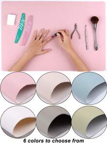1pc Waterproof Nail Art Table Mat, Soft Microfiber PU Leather Material, Reusable And Foldable, Suitable For Nail Salon And Home Use, Nail Art Supplies - Multicolor - View 6