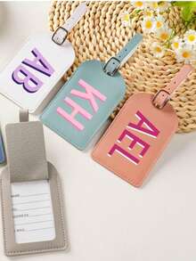 Customizable Faux Leather Luggage Tags, Personalized Initial Travel Labels, PU Leather Luggage Tags, Bridesmaid Travel Gifts, Suitcase Identification Tags - Multicolor - View 3