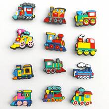 12pcs/Set Soft Rubber Colorful Little Train Series DIY Fashion Sandals Accessories, Detachable Clog Shoe Charms - Multicolor - View 7