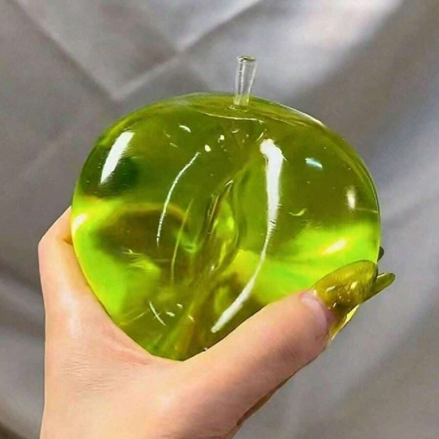 柔和色調水晶蘋果，超薄外皮，觸感光滑柔軟，可用作壓力球或觸覺感官玩具，適合辦公桌裝飾，優質辦公室紓壓禮物 - 彩色 - 查看 1