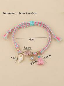 1 pieza Pulsera hecha a mano con borlas de cuentas de colores - Morado - Ver 4