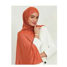 1pc Women's New Plus Size Hijab Headscarf Long Scarf Shawl Solid Color Casual Soft - Burnt Orange - View 2