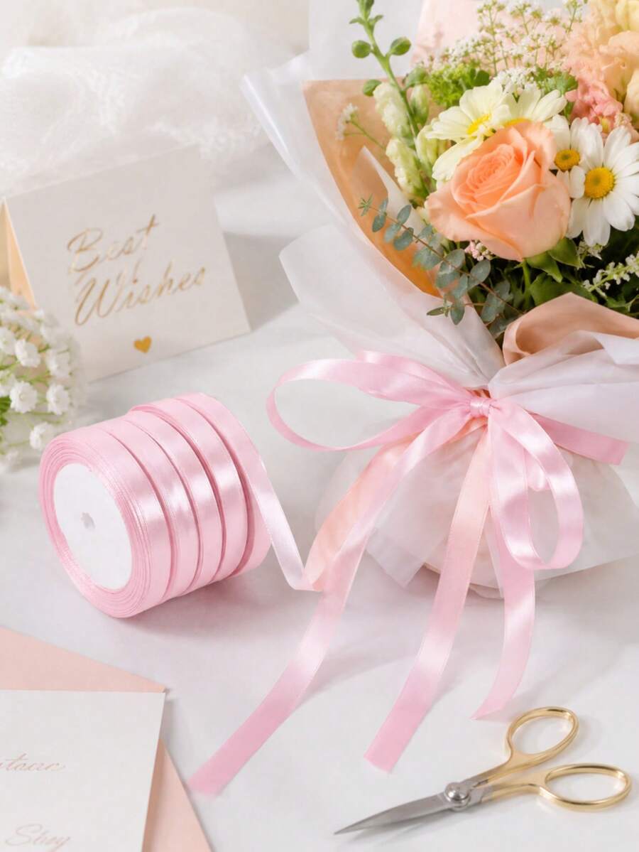 10 PCS~1 PC Pita Pembungkus Kado Warna Polos, Pita Satin 25 Yard, Pita Tipis Tenun Lebar 1cm, Pita Pembungkus Kado, Digunakan untuk Pembungkus Kado, Kue, dan Kerajinan Tangan, Natal, Buket, Kue, Pita, Pembatas Buku, Perlengkapan Pesta, Dekorasi Liburan, Pembungkus Kado - beraneka warna - View 1