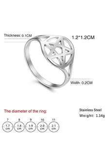 1pc Fashion Hollow Out Star Detail Single Ring For Women For Daily Decoration, Stainless Steel Jewelry - Silver - View 11