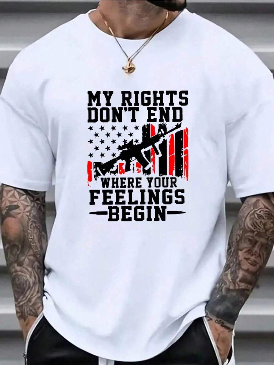 [Sporty T-Shirt]Men's Patriotic Plus Size T-Shirt - "My Rights Don't End Where Your Feelings Begin" Graphic Print, Casual Crew Neck, Breathable Polyester, Machine Washable - Ideal For All Seasons, PLUS SIZERelaxed Plus Size T-Shirt Ropa Deportiva De MujerPlayeras De MujerBlusas Para MujerTops De MujerCamisetas Para MujerPlayeras De Algodón MujerBlusas Casuales Blusas Casuales Para Dama Conjuntos Casuales Para Mujer Sudaderas Blusas Elegantes Dama Ropa De Mujer - Blanco - Ver 1