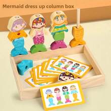 Wooden Expression Face Stacking Blocks With Geometric Shape Matching Challenge Cards, Tabletop Game, Expression Blocks Stacking Game, Children's Early Education Educational Puzzle Stacking Toy, Toddler Focus And Observation Training Educational Toy, Children's Birthday Holiday Gift - Multicolor - View 8