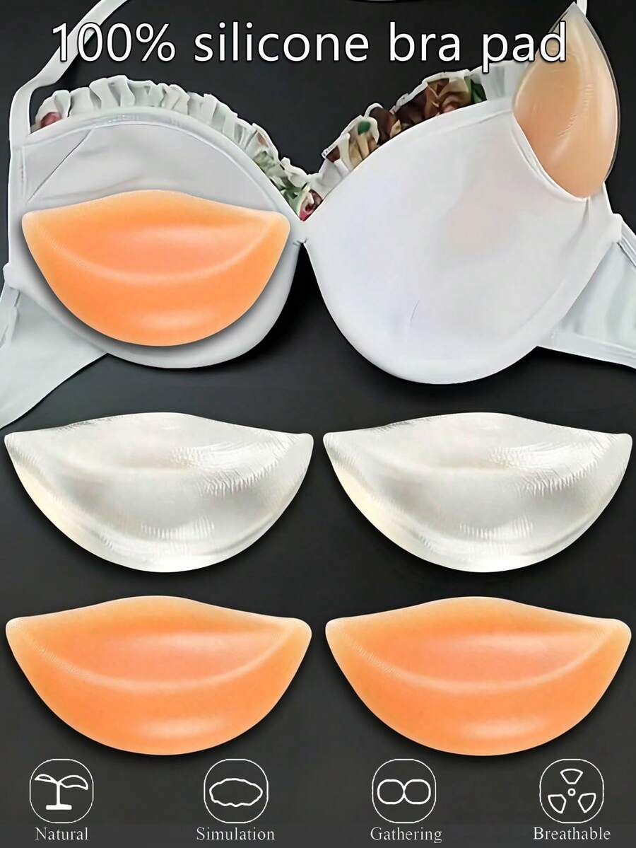 2/4 Stück ultraweiche Silikon-Brustwarzenabdeckungen, Brustverstärker-Gel-Pads für Brustlifting, rutschfeste selbstklebende Brustlifting-Pasties, Bikini-trägerlos, nahtlose Unterwäsche-Ergänzung, weiche bequeme Damen-Unterwäsche-Accessoires - Verschiedenfarbig - Übersicht 1