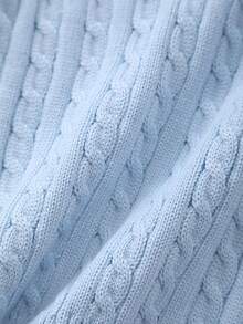 Boys' Preppy Solid Color Cable Knit Sweater Vest - Baby Blue - View 5