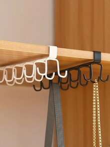 [1 pieza estante de almacenamiento colgante que ahorra espacio] 1 pieza gancho moderno de doble hilera para montaje en pared, sin necesidad de taladrar, resistente, fácil de instalar, adecuado para cocina, baño y dormitorio. Estante de almacenamiento con soporte para tazas colgante. - Multicolor - Ver 11