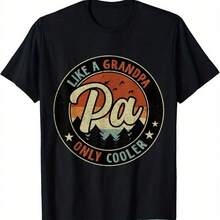 Papá Como un Abuelo Pero Más Cool Vintage Retro Camiseta para el Día del Padre - Negra, Suéter Corto Casual para Hombres - 180g - Regalo Ideal para el Día del Padre Impresión Geométrica Toda - Negro - Ver 1
