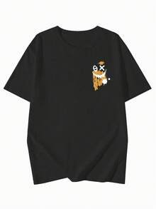 Camiseta casual negra moderna diseño único divertido estilo urbano cómodo arte gráfico para hombres y mujeres talla S M L XL color negro categoría moda palabras clave - Negro - Ver 1