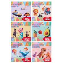 Geometric Cute 3D Collage Art Children 8-In-1 Theme Sticker Puzzle Ocean/Dinosaur/Traffic/Animal/Fruit/Fairy Tale Multi-Theme Educational Enlightenment Handmade Toy Boys Girls Tabletop Game - 彩色 - 查看 9