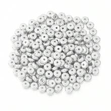 100-200pcs/Pack 4mm 6mm CCB Charm Spacer Beads, Silver Bead Wheel, Flat Round Loose Beads For DIY Jewelry Making Materials Accessories - Silver - View 11