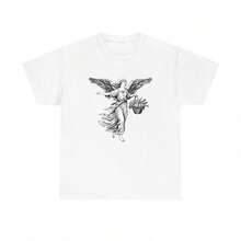 1 Piece Of Custom American Style Short Sleeve T-Shirt For Men And Women, Summer Couple Clothing, High-End Niche Brand, 180g 100% Cotton. - 白色 6 - 查看 1