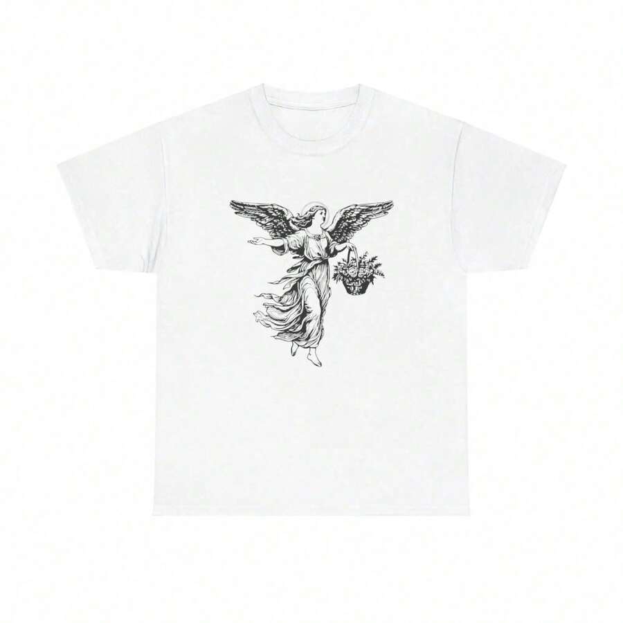1 Piece Of Custom American Style Short Sleeve T-Shirt For Men And Women, Summer Couple Clothing, High-End Niche Brand, 180g 100% Cotton. - 白色 6 - 查看 1