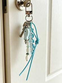 Coastal Denim Girl Starfish Bag Charm - Silver Starfish & Blue Bead Keychain, Ocean Theme Handbag Pendant, Summer Y2K Independent Nautical Accessory For Women, Silver Spiral Starfish Bag Charm, Blue Crystal & Fish-Shaped Bead Handbag Pendant, Bohemian Style Backpack Charm, Suitable For Vacation & Daily Use, Travel, Holiday, Teacher's Day, Birthday And Back To School Gifts - Multicolor - View 10