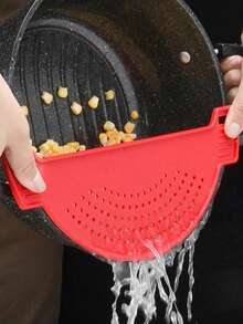 2pcs Clip-On Strainer, Plastic Colander, Kitchen Drainer, Pot Rim Strainer, Residue Separator, Rice And Vegetable Washer, Plastic Colander, Suitable For Vegetables And Fruits, Kitchen Gadget, Fits All Pots And Bowls - Multicolor - View 8