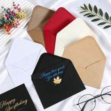 JUN LAI HOME Paquete de 50 sobres de papel kraft simples, sobres multifuncionales para cartas, invitaciones, tarjetas de felicitación, invitaciones de boda, regalos de dinero, almacenamiento de archivos y documentos - B-Caqui - Ver 5
