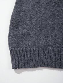 LOOKUN 26 New Solid Color Casual Loose Comfortable Cropped Long Sleeve Knit Sweater Cardigan, Grey - Grey - View 8