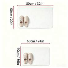 1pc Of Creek Stone Non-Slip Decorative Carpet Made Of High-Grade Flannel, 1.1 Cm Thick, With Anti-Slip Backing, Weighing Over 500 Grams Per Square Meter. This Comfortable, Machine-Washable Carpet Is Perfect For Bathrooms, Laundry Rooms, Kitchens Flannel Carpet, Carpet Pad, Anti-Slip, No Shedding Of Fibers, Decorative Carpet Multi-Functional Carpet For Various Purposes - 白色 - 查看 2