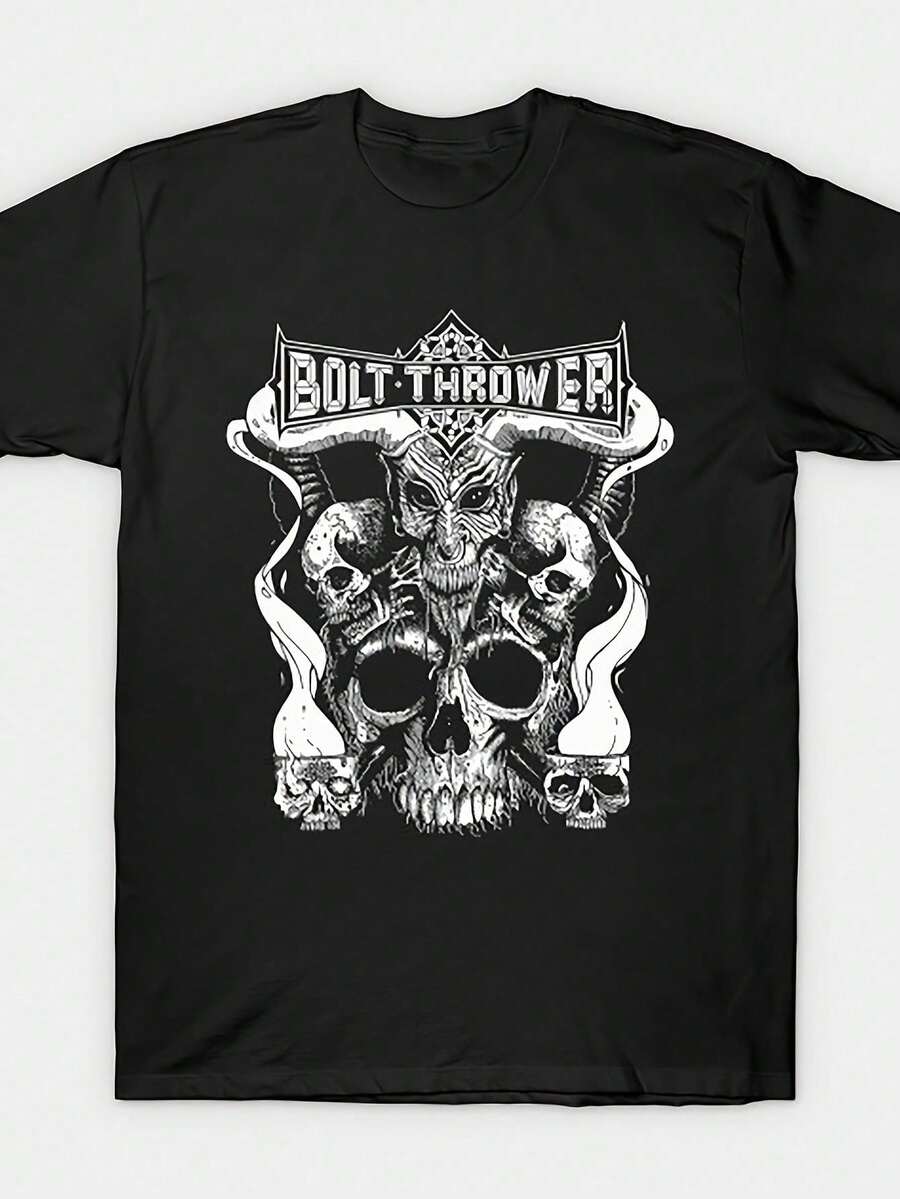 LXF2026Camiseta unisex con estampado de calavsilueta holgada pero favorecedora se adapta a todo tipo de cuerpos, ofreciendo un estilo que es a la vez casual y con un toque de elegancia. - Negro - Ver 1