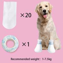 100只加厚狗狗一次性鞋套，防水防污防滑，适合小型犬，如贵宾犬、泰迪熊等，雨天穿着。 - 白色 - 查看 12