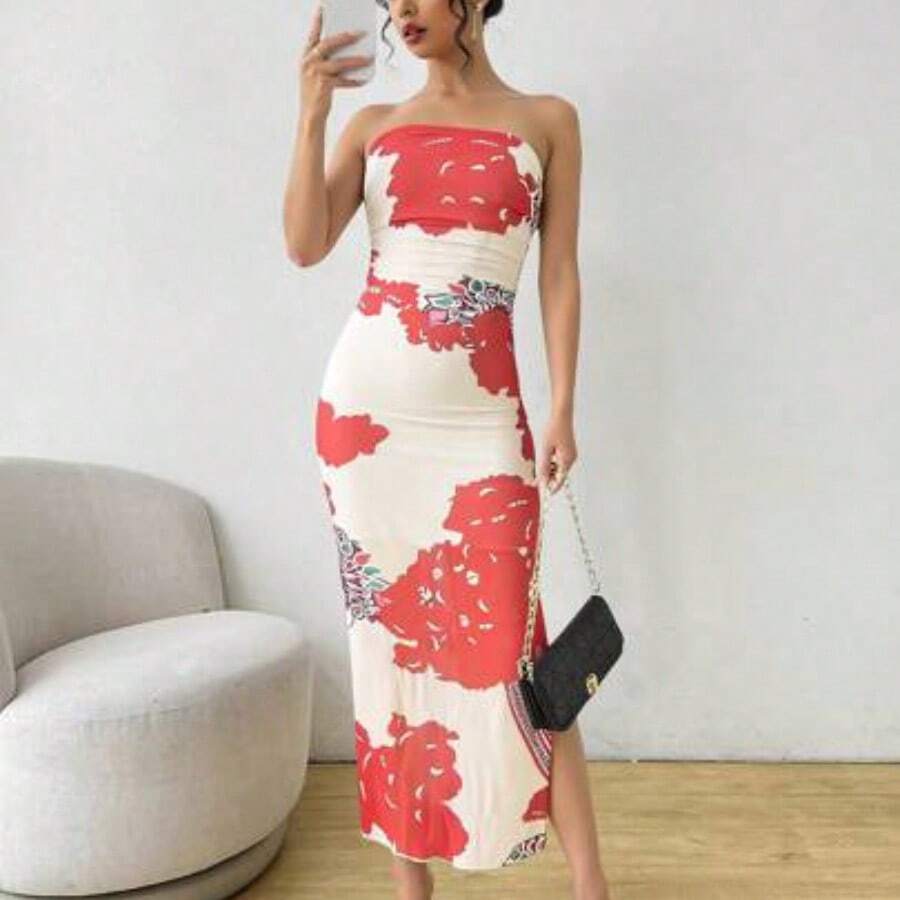 Women Long Dresses - Rojo - View 1
