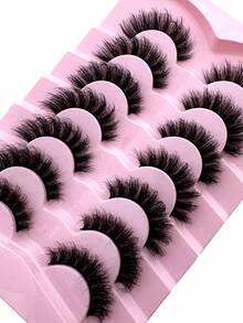 7 Pairs Cat Eye False Eyelashes, Faux Mink Natural Style, Fluffy & Voluminous Full Coverage Eyelash Extensions, Travel Essential Makeup Tool, Strip False Eyelashes - Black - View 5