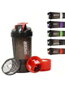 1 Stück 500ml Protein-Pulver-Shaker-Flasche, Wasserflasche, Trainingsbecher, Protein-Becher, inklusive mehrschichtiger Aufbewahrungsbox und auslaufsicherer Shaker-Flasche mit integrierter Mischkugel, perfekt für Fitnessstudio-Workouts, Fitness und Bodybuilding - tolles Geschenk für Freunde - Verschiedenfarbig - Übersicht 8