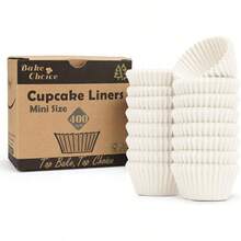 Antiadherentes, 400 piezas de forros blancos para hornear, forros de magdalenas a prueba de grasa para minicarrollos, envoltura de magdalenas de grado alimenticio para fiestas, bodas, cumpleaos - Blanco (Blanco lechoso) - Ver 3