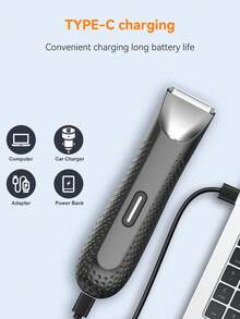 Multi-Purpose Body Hair Trimmer,Hair Clipper,Men's Body Groomer - USB Rechargeable With Long Strip Push-Button Design, Compact & Easy To Use - Black - View 9