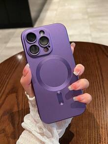1 Piece Magnetic Phone Case, Magnetic Induction Slim Phone Case, Compatible With IPhone 16/16Pro/16Plus/16ProMax - Purple - View 1