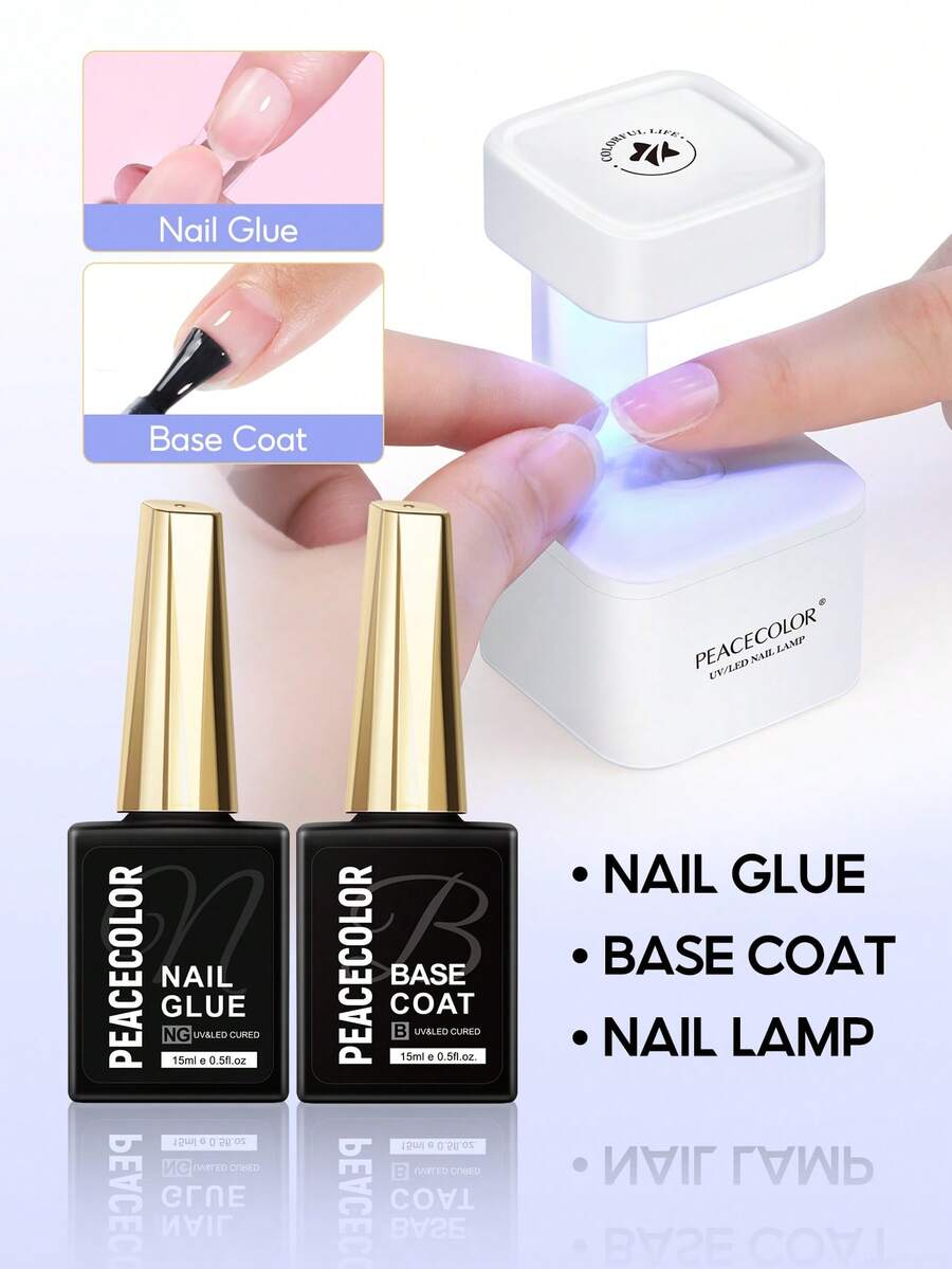 peacecolor Adhesivo de gel para uñas con curado por luz UV 15ML Pegamento de gel para puntas de uñas Adhesión duradera para extensión de uñas Arte de uñas & Manicura de salón - Multicolor - Ver 1