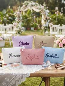 個性化刺繡盥洗包、字母組合盥洗包、花卉化妝包、伴娘盥洗包、伴娘禮物、旅行盥洗包 - 彩色 - 查看 2