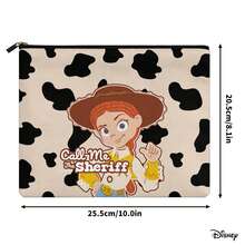 Disney Cute Toy Story Jessie Zipper Pouch, Fun Cow Pattern Print On Elastic Canvas, Adorable Bag For Cosmetics & Travel Essentials - 10 X 8.1 Inches - View 5