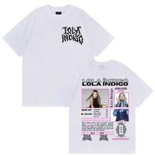 Singer Lola Indigo Akelarre Tour 2025-2026 Graphic T Shirts For Men Women Vintage High Quality Oversized Cotton T-Shirts Streetwear - 白色 - 查看 4