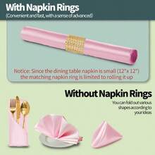 20 Pack Satin Napkins With Napkin Rings, 12"X12" Soft Silky Reusable Dinner Napkins, Square Satin Cloth Napkins For Wedding, Graduation Party, Christmas Themed Party Decor - Pink - View 3